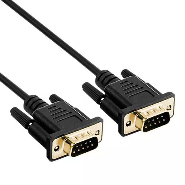 RS232 DB9 9 پین کابل سریال نری به مرد انتقال داده های تصویری صفحه طلا