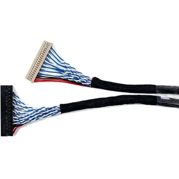 1.25mm 2.0mm Pitch 20 30 40 Pin Connector LVDS Shielded Wire LCD Display کابل مونتاژ