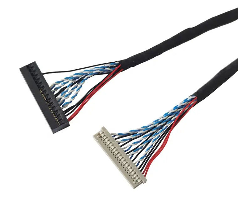 کابل سیگنال LVDS با گیج سیم AWG26-28 برای مانیتورهای صنعتی، طراحی کابل سفارشی سازگار با I-PEX/JAE/HIROSE