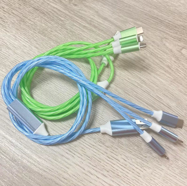 فروش گرم قیمت کارخانه 3 در 1 کابل USB برای روشن شدن در شب و انتقال تاریخ کابل درخشان