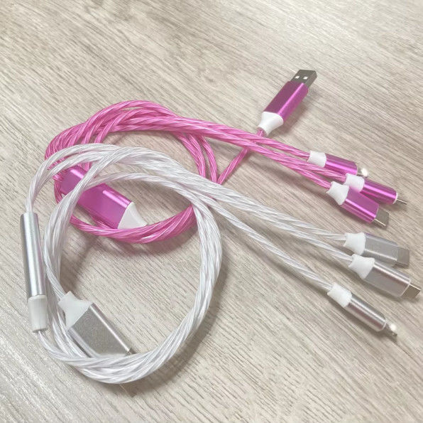 فروش گرم قیمت کارخانه 3 در 1 کابل USB برای روشن شدن در شب و انتقال تاریخ کابل درخشان