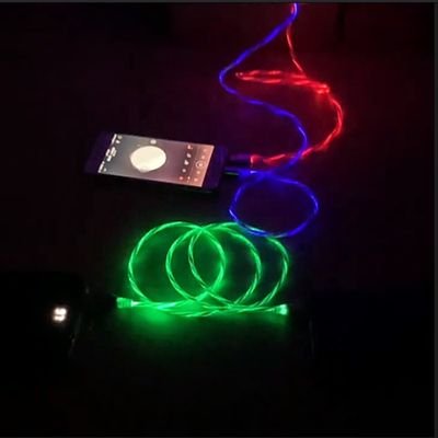 کابل شارژ سریع 3 در 1 نوع C 3A LED رنگارنگ کابل USB شارژر لایتنینگ کابل چشمک زن
