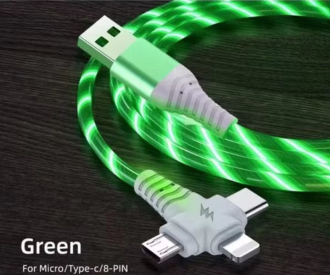 فروش گرم قیمت کارخانه 3 در 1 کابل USB برای روشن شدن در شب و انتقال تاریخ کابل درخشان