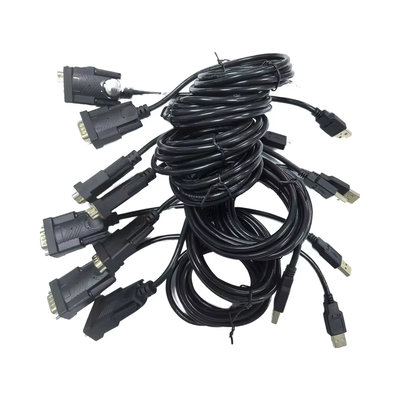DB9 D-SUB 9-Pin مرد-زنان VGA کابلهای کواکسیال مونتاژ 0-180 مینیاتوری PVC ژاکت مانیتور بلندگو میکروفون DVD پلیر 4K